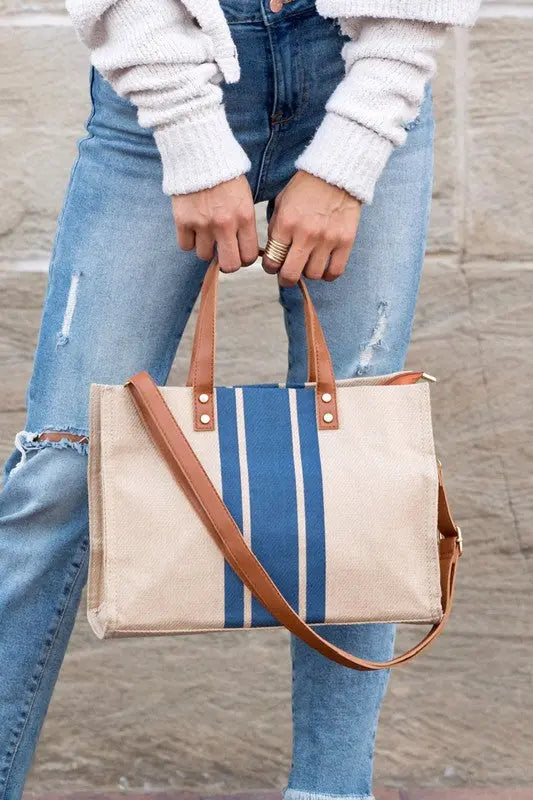 Canvas Stripe Tote Aili's Corner