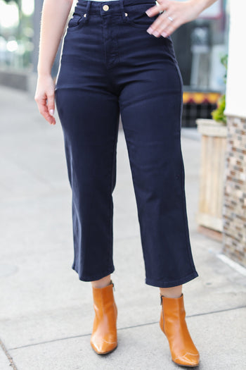 Can't Look Away High Rise Wide Crop Leg Jeans Judy Blue