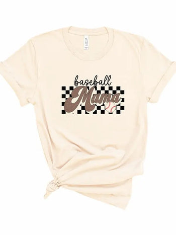 Checkered Baseball Mama Tee Ocean and 7th