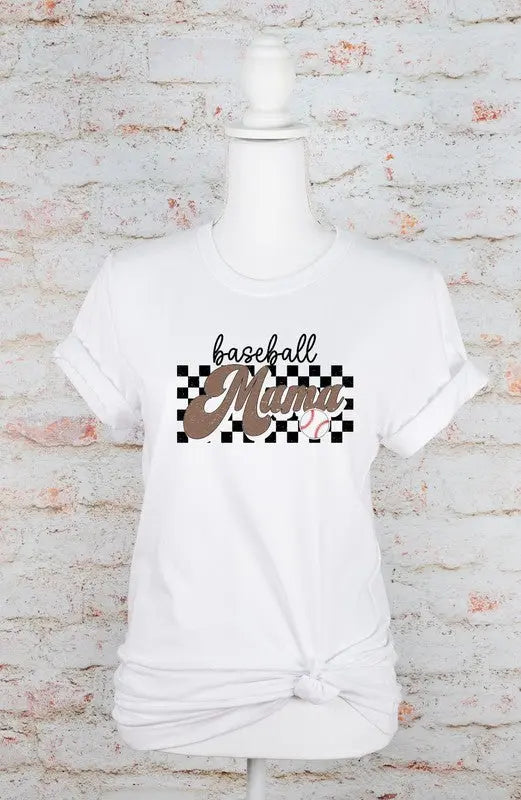 Checkered Baseball Mama Tee Ocean and 7th