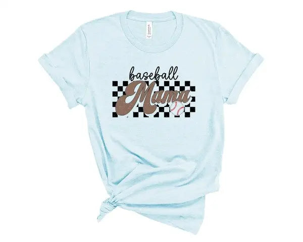 Checkered Baseball Mama Tee Ocean and 7th