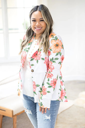 Cheerful Floral Blazer Boutique Simplified