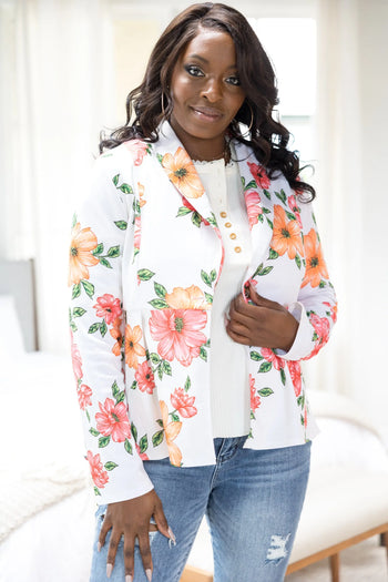 Cheerful Floral Blazer Boutique Simplified