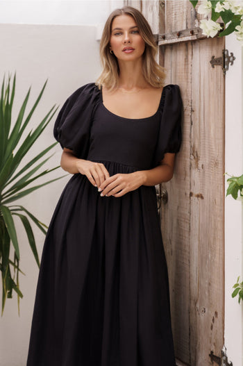 Cherie Puff Sleeve Midi Dress ELF