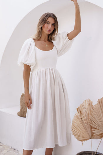 Cherie Puff Sleeve Midi Dress ELF