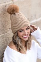 Chunky Knit Fur Pom Beanie Aili's Corner