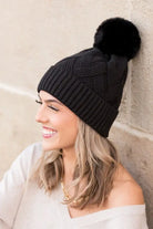 Chunky Knit Fur Pom Beanie Aili's Corner