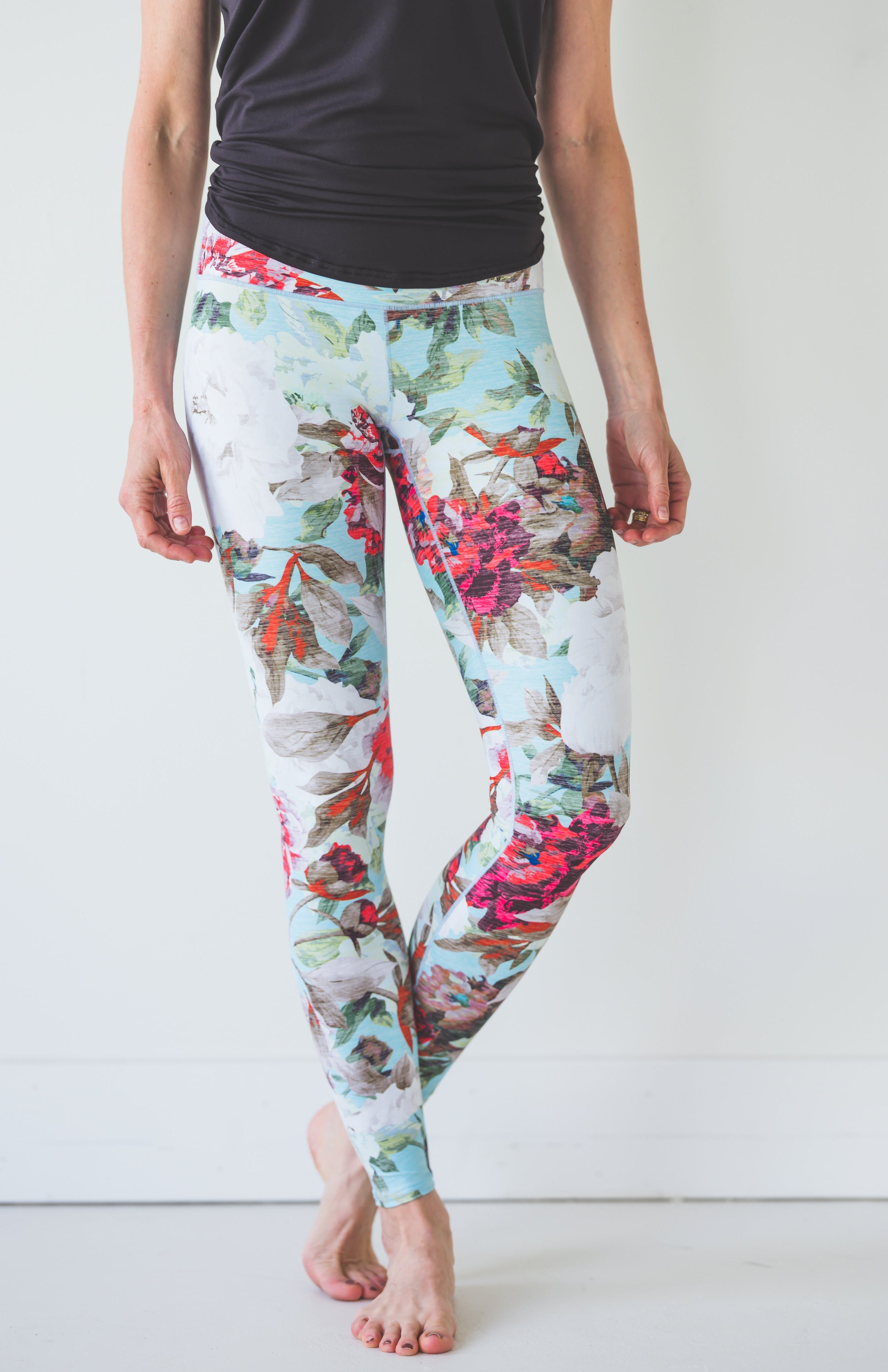 Teal Floral Yoga Pants *FINAL SALE* Colorado Threads Clothing