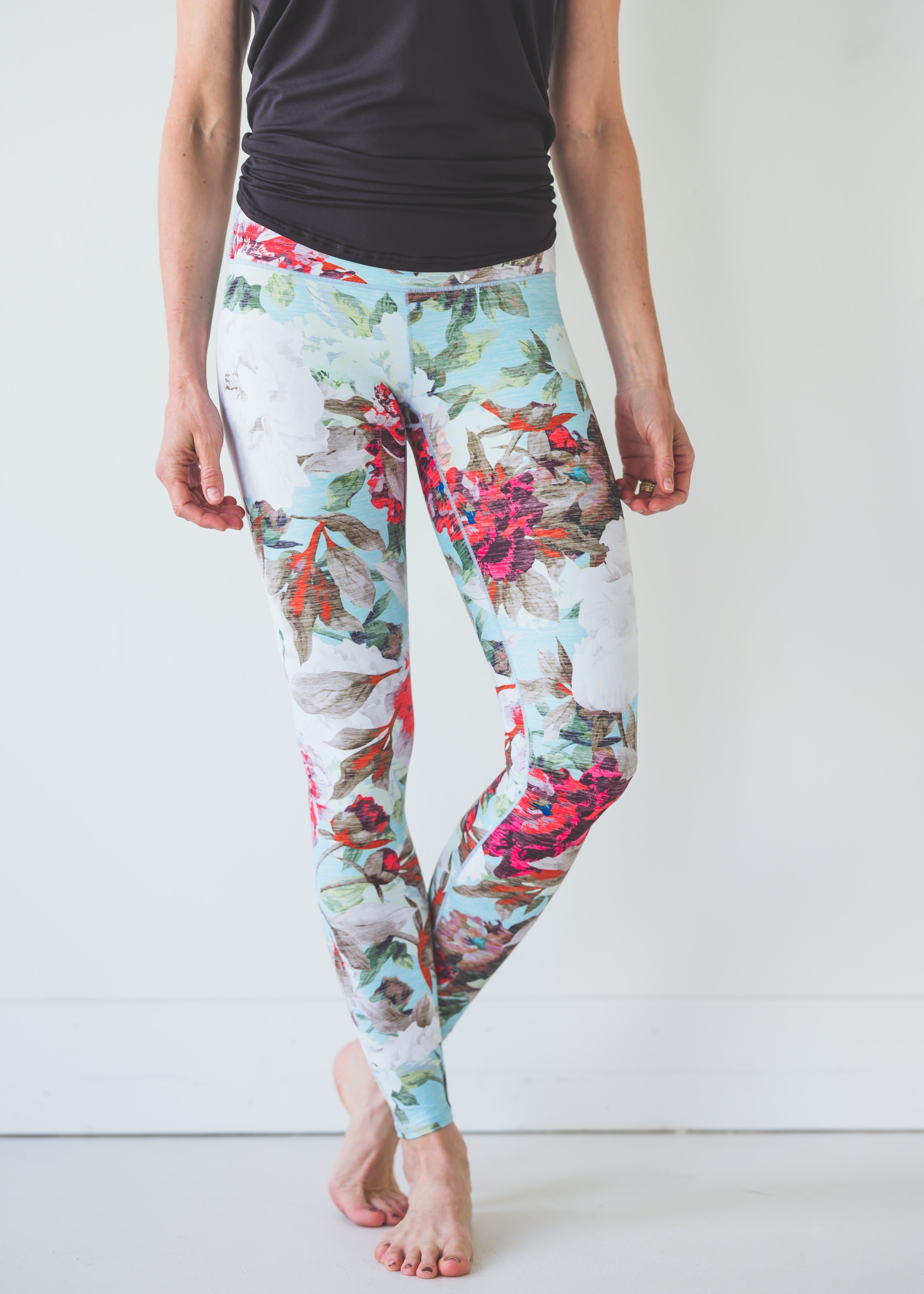 Teal Floral Yoga Pants *FINAL SALE* Colorado Threads Clothing