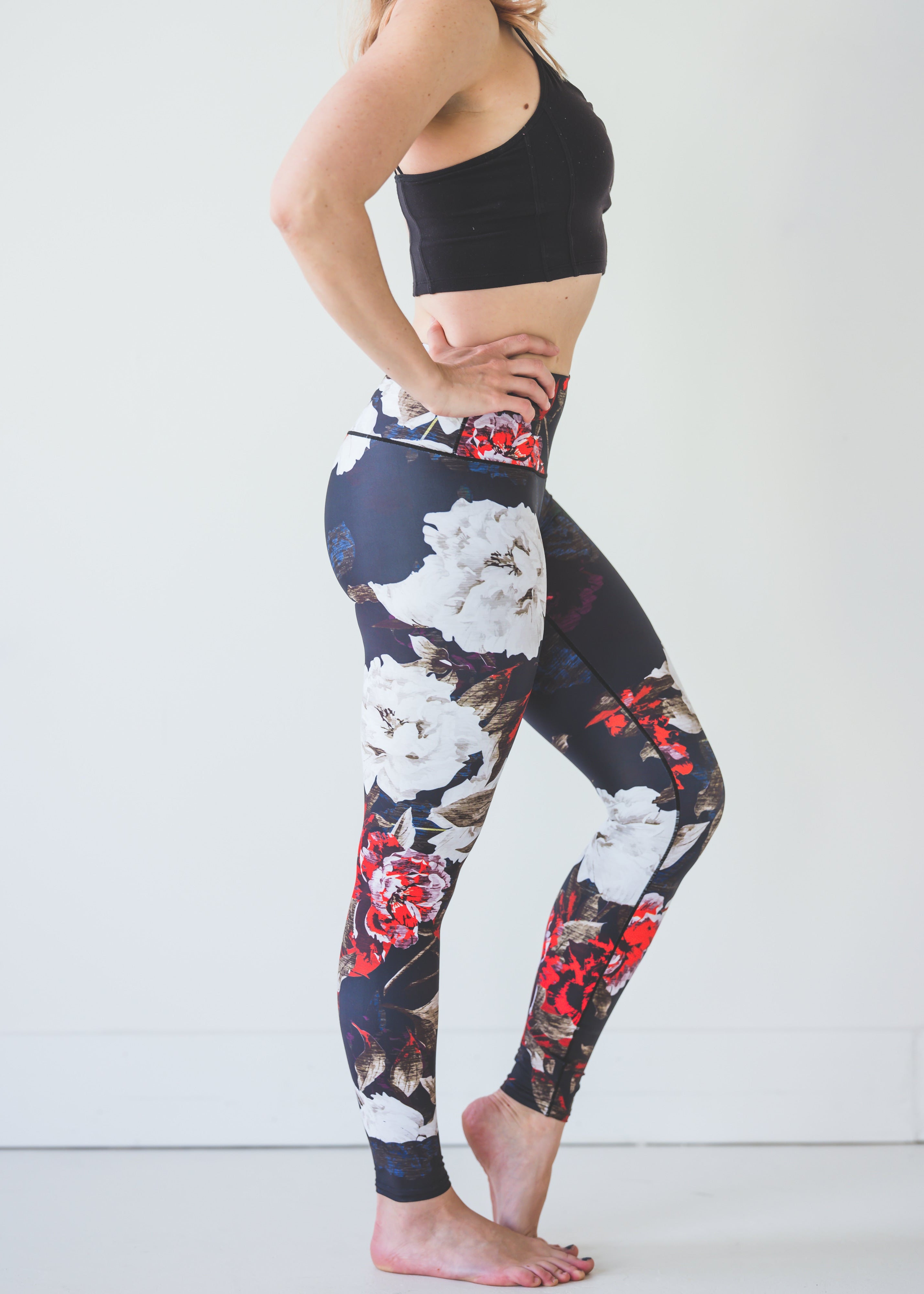 Black Floral Yoga Pants Colorado Threads Clothing