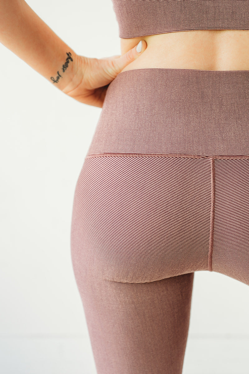 Mauve Microstripe Yoga Pants Colorado Threads Clothing
