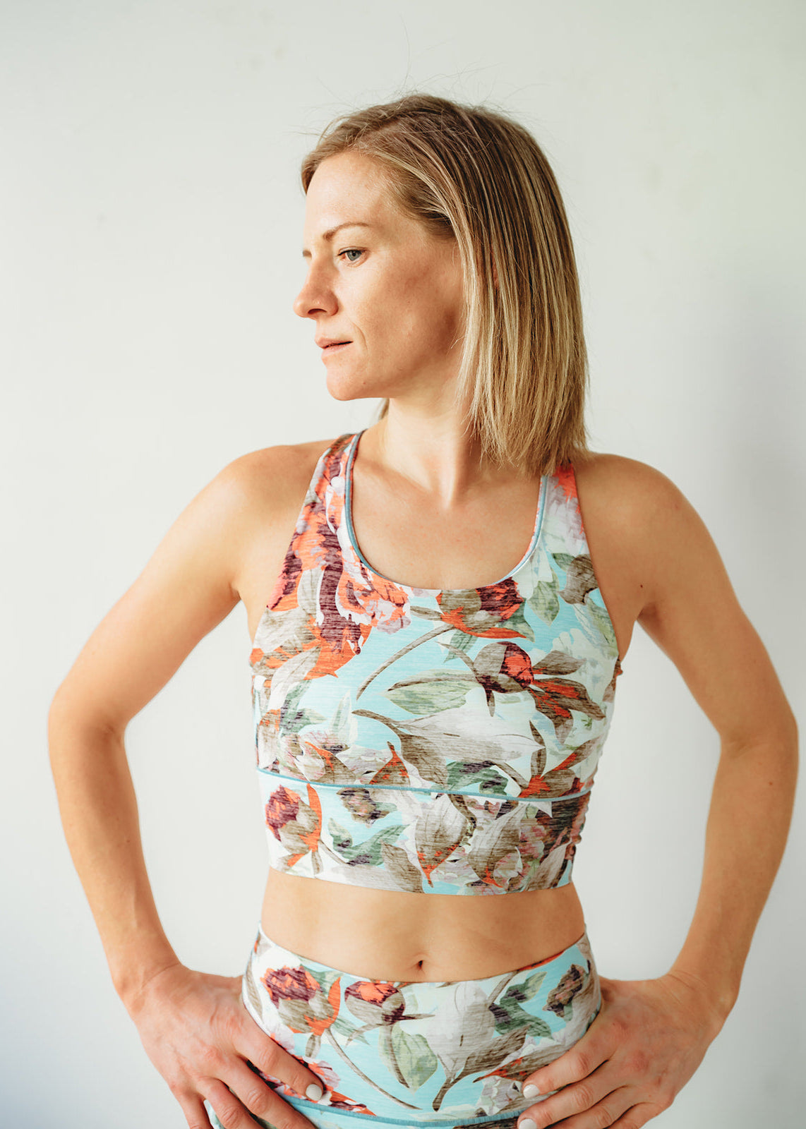 Teal Floral Longline Sports Bra *FINAL SALE* Colorado Threads Clothing
