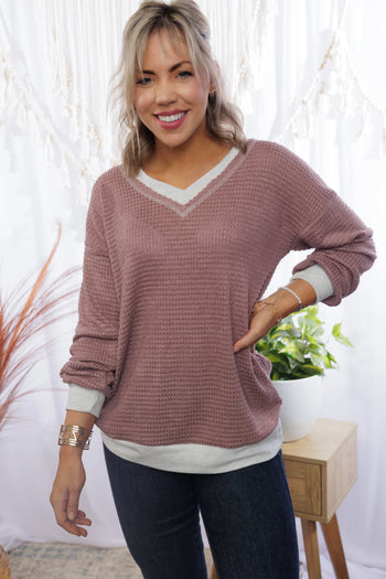 Cover Me In Mauve- Waffle Knit Boutique Simplified