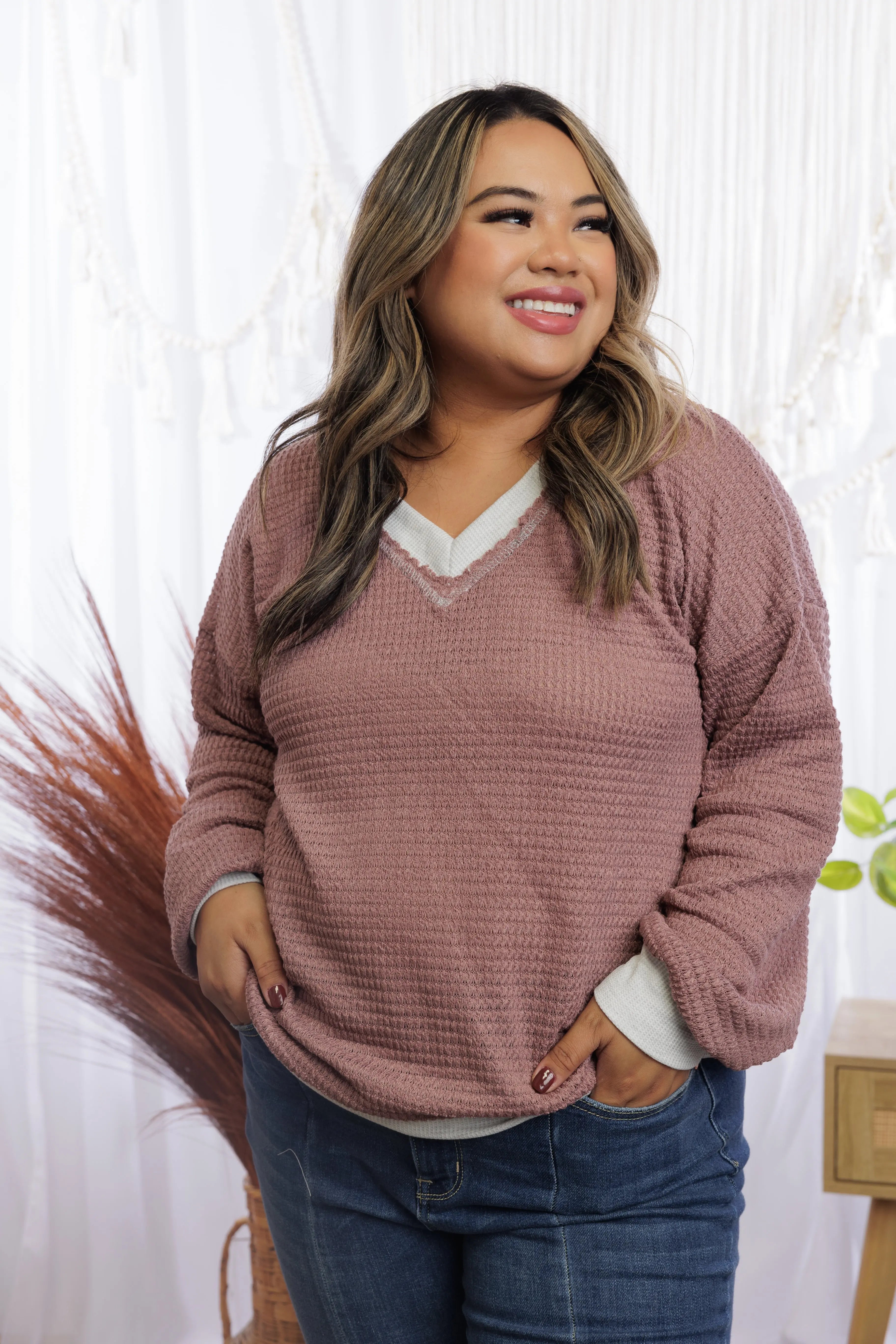 Cover Me In Mauve- Waffle Knit Boutique Simplified