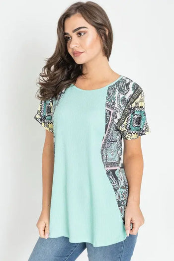 Crinkle Tribal Contrast Tunic EG fashion