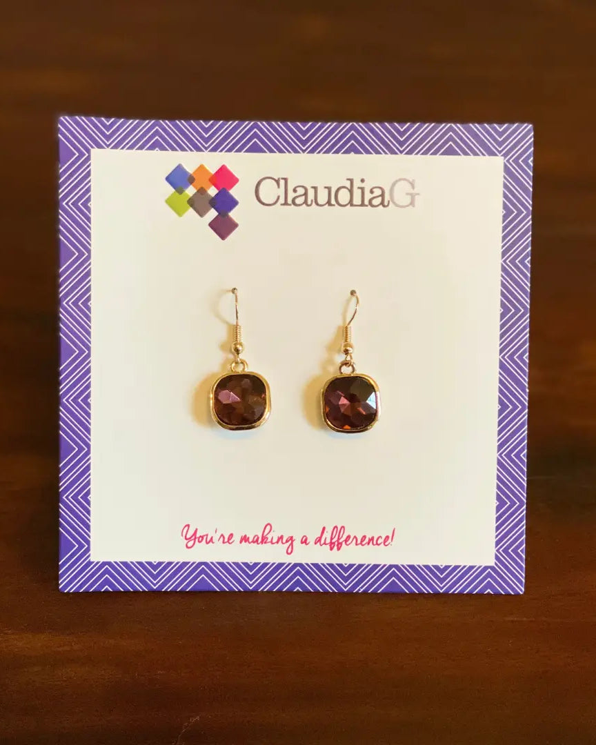 Cube Earrings |  Gold-Berry |  Casual Chic Boutique