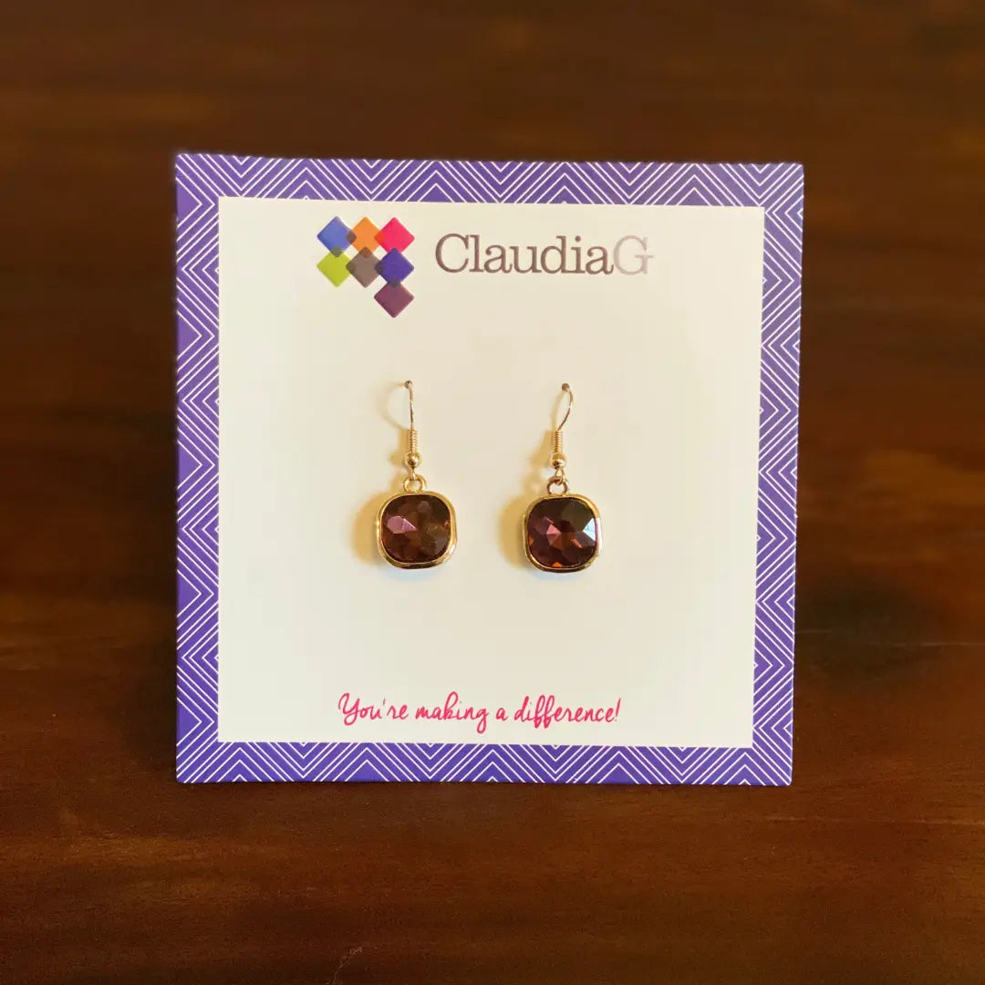 Cube Earrings |  Gold-Berry |  Casual Chic Boutique