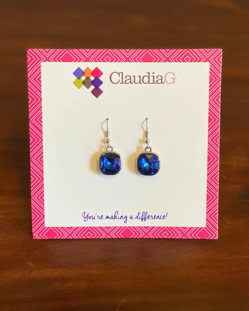 Cube Earrings |  Silver-Royal-Blue |  Casual Chic Boutique