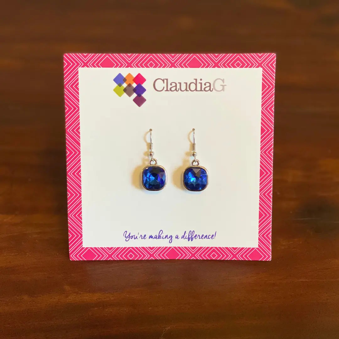 Cube Earrings |  Silver-Royal-Blue |  Casual Chic Boutique