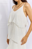 Culture Code By The River Full Size Cascade Ruffle Style Cami Dress in Soft White Trendsi