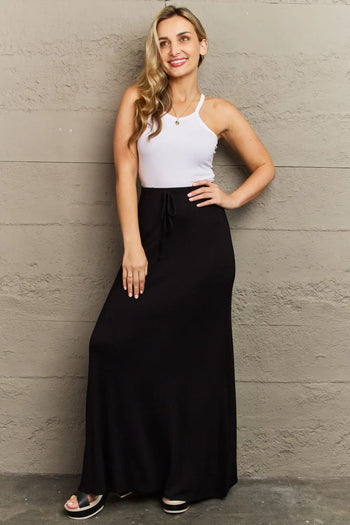 Culture Code For The Day Full Size Flare Maxi Skirt in Black Trendsi