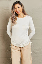 Culture Code Sweet Casual Full Size Long Sleeve Scrunch Detail Top Trendsi