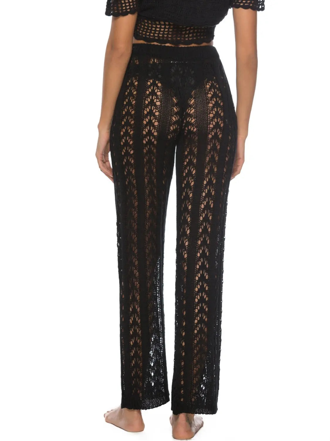 Cutout Drawstring High Waist Swim Pants Trendsi