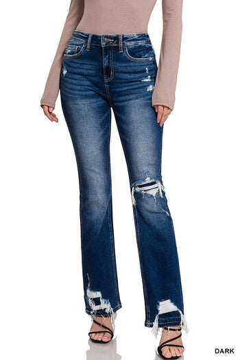 Feeling Empowered Denim Distressed Boot Cut Jeans Zenana