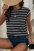 Decorative Button Round Neck T-Shirt Trendsi