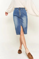 Denim button down front midi skirt JBJ1077 Jade By Jane