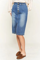 Denim button down front midi skirt JBJ1077 Jade By Jane