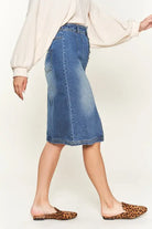 Denim button down front midi skirt JBJ1077 Jade By Jane