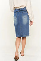 Denim button down front midi skirt JBJ1077 Jade By Jane