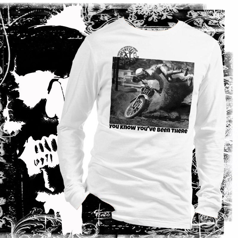 Dirt Bike #181 Long Sleeve White T-Shirt Virginia City Motorcycle Company