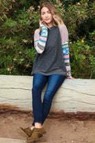 Distressed Jacquard Dolman Aztec Thermal Top Haptics