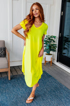 Dolman Sleeve Maxi Dress in Neon Yellow Ave Shops