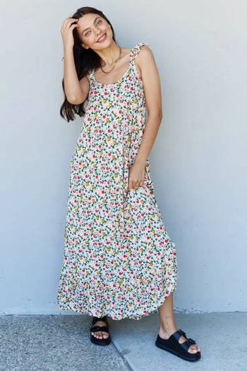 Doublju In The Garden Ruffle Floral Maxi Dress in Natural Rose Trendsi