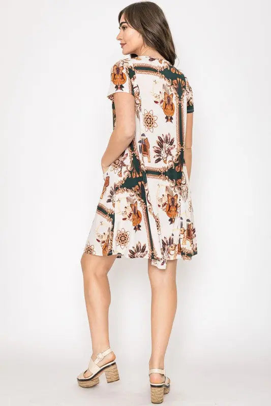 Dream Catcher Print Shift Dress EG fashion