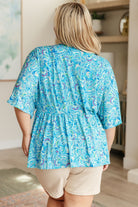 Dreamer Peplum Top in Blue and Teal Paisley Ave Shops
