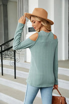 Dropped Shoulder Long Sleeve Blouse Trendsi