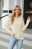 Dropped Shoulder Long Sleeve Blouse Trendsi