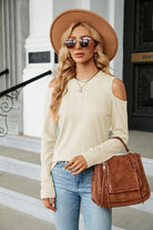 Dropped Shoulder Long Sleeve Blouse Trendsi