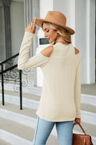 Dropped Shoulder Long Sleeve Blouse Trendsi