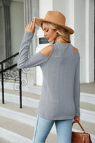 Dropped Shoulder Long Sleeve Blouse Trendsi