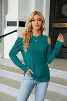 Dropped Shoulder Long Sleeve Blouse Trendsi