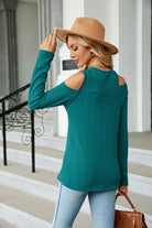 Dropped Shoulder Long Sleeve Blouse Trendsi