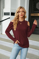 Dropped Shoulder Long Sleeve Blouse Trendsi