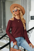 Dropped Shoulder Long Sleeve Blouse Trendsi