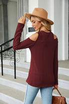 Dropped Shoulder Long Sleeve Blouse Trendsi