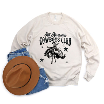 All American Cowboys Club | Bella Canvas Sweatshirt Olive and Ivory Retail